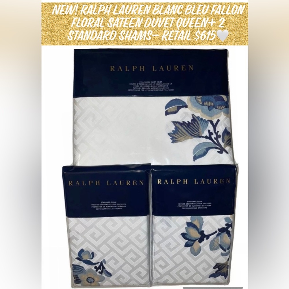 New! Ralph Lauren Blanc Bleu Fallon Floral Sateen
Duvet Queen+ 2 St Shams $615🤍 - Picture 16 of 16